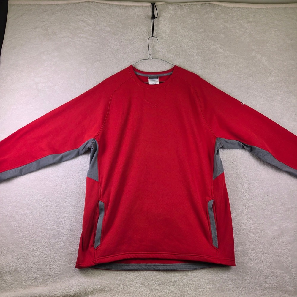 New Balance Mens Red Grey Mesh Panel Performance Pullover Sweatshirt Size L